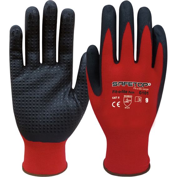 GUANTE FIT-O-LITE NITRILO G101 T-09 ROJO